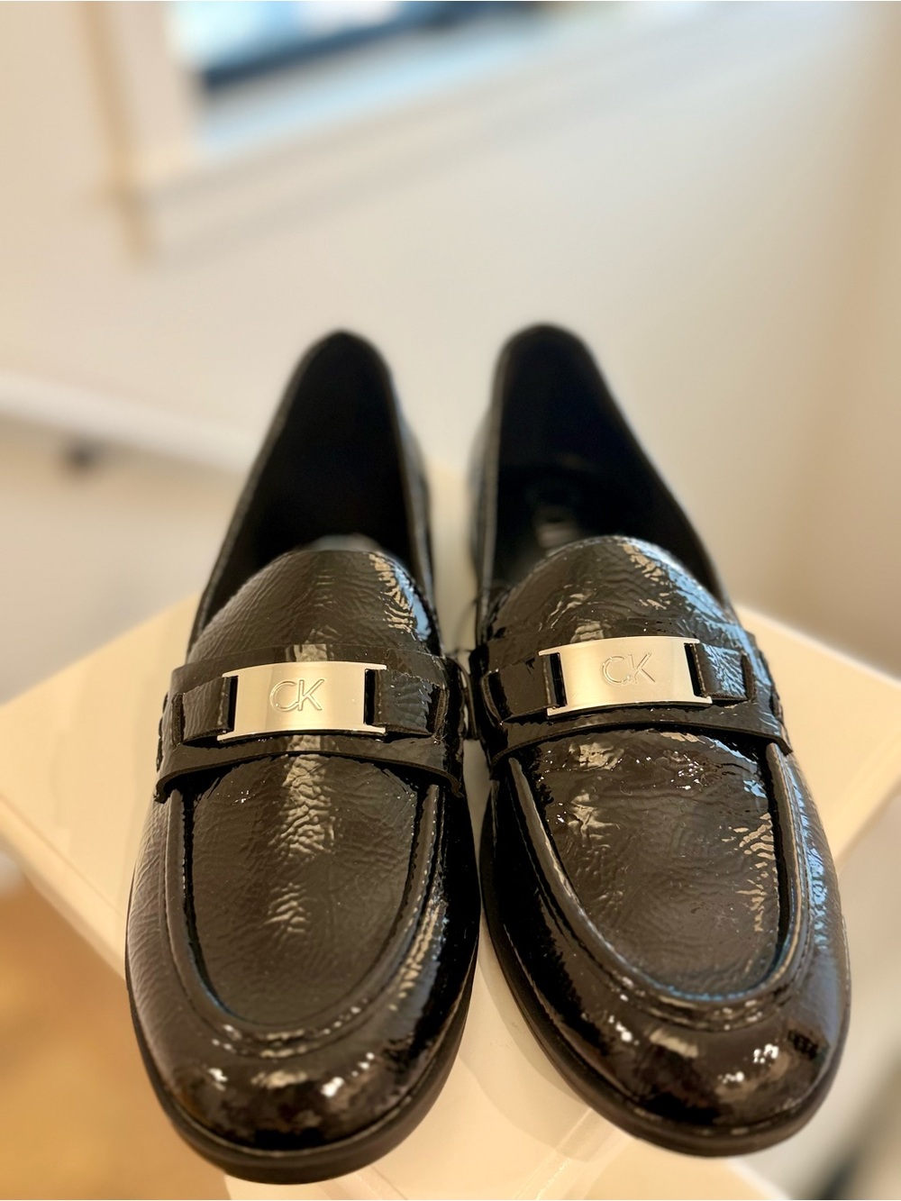 New Calvin Klein Black Patent Leather Loafers | Women’s Size 9B